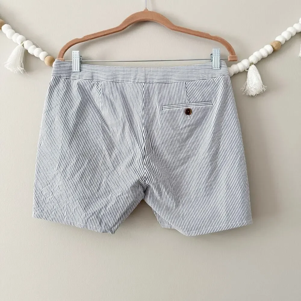 Veronica Beard Striped Shorts Blue White Tailored Flat Front Womens Size 10